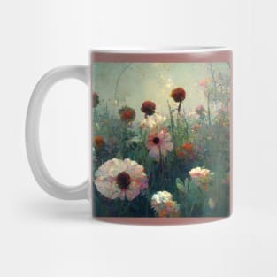 Pastel colored wildflowers growing in a garden Mug